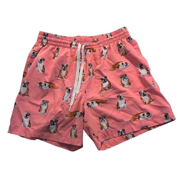 CHUBBIES Bulldog Dog Paddles 5.5" Swim Trunks Shorts Mesh Liner Men's M EUC - Picture 1 of 4
